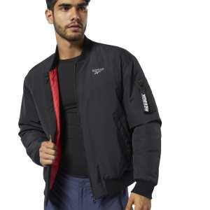 Kurtka Męskie Reebok Outdoor Down Bomber Czarne/Czerwone PL 24OBRTU